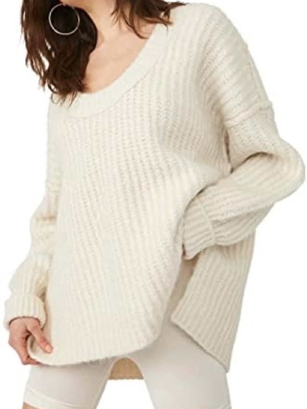 Free People Blue Bell Oversized Off-Shoulder Chunky Knit Sweater - Picture 2 of 9